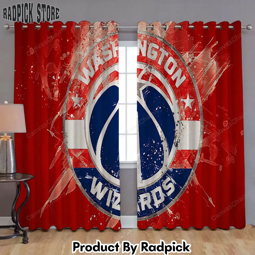 Radpick washington wizards grunge american basketball club window curtains red grunge paint splashes curtains living room curtains for window rp85265